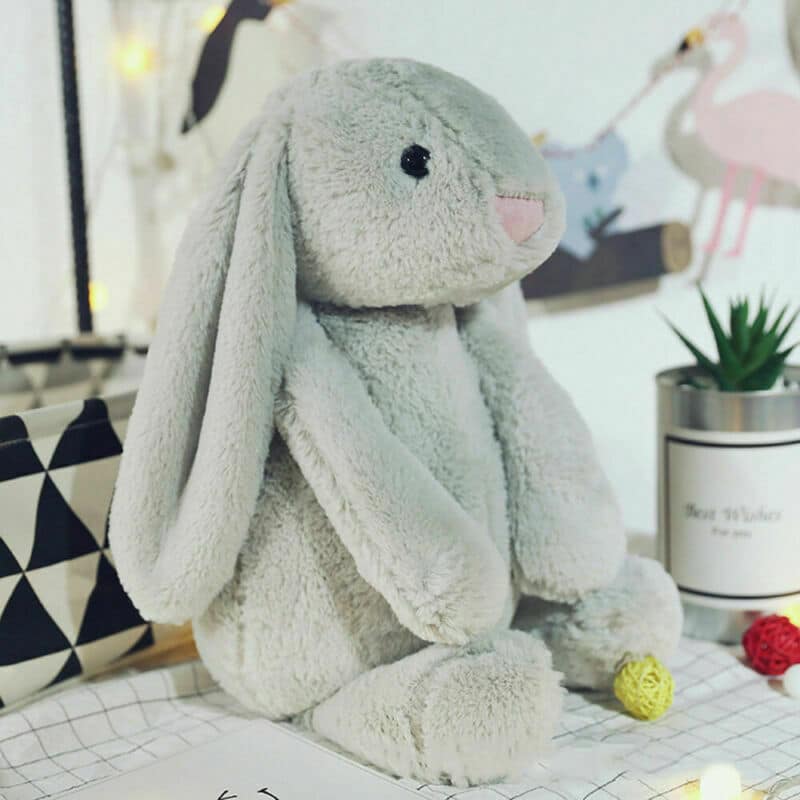 Big Cute Plush Bunny Teddy Bear Doll - The Perfect Stuffed Rabbit Soft Toy  12 Inches (Grey) - Miniwhale