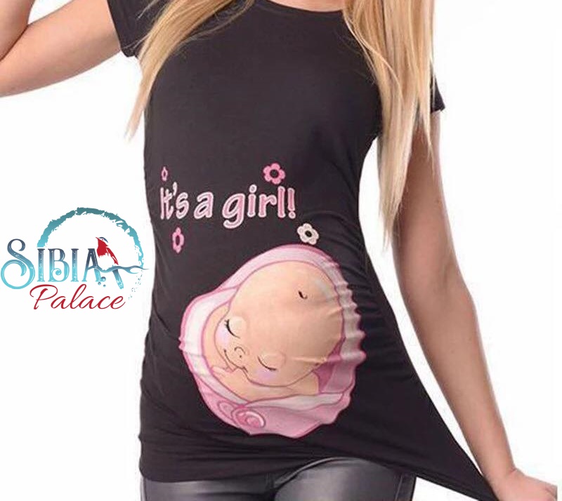 Womens It's a Girl T-Shirt Cute Pregnancy Announcement Baby Shirt