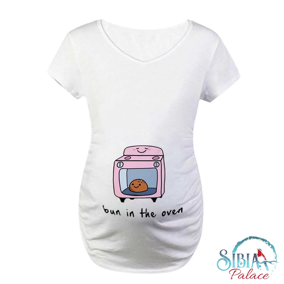 Bun In The Oven Cute Pregnancy Shirts Women Funny Pregnancy Shirt