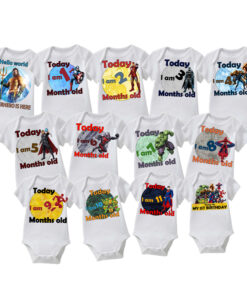 Sibia Palace Baby Monthly Milestone 13 Rompers Superheroes Gift Set