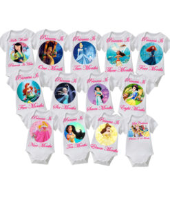 Sibia Palace Baby Monthly Milestone 13 Rompers Disney Princess Gift Set