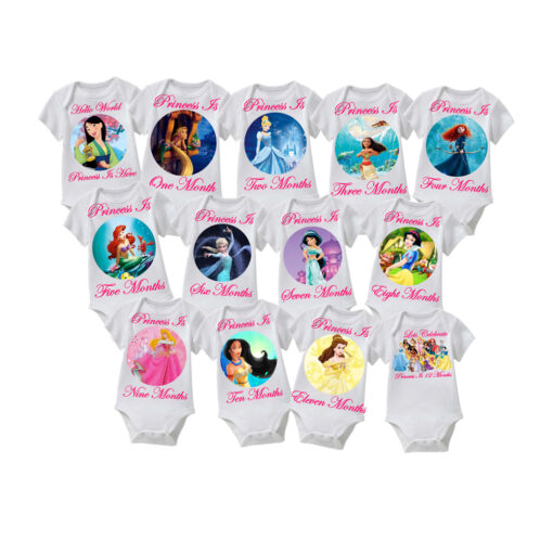 Sibia Palace Baby Monthly Milestone 13 Rompers Disney Princess Gift Set