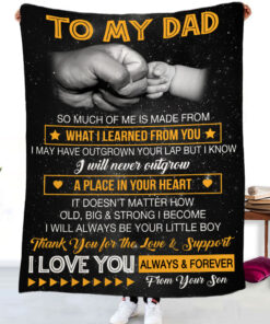 To My Dad Blanket From Son Thank You For Your Love & Support Soft Throw Love You Dad Fathers Day Gift Dad Birthday Gift Sentimental Letter