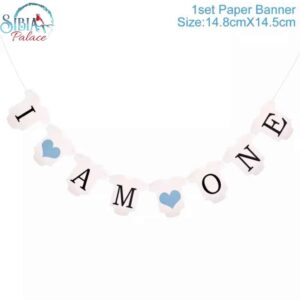 Sibia Palace I Am One Baby Boy Party Supplies Blue Banner Pennant