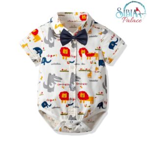 Sibia Palace Birthday Boy Photo Shoot Formal Jungle Animals Romper Set