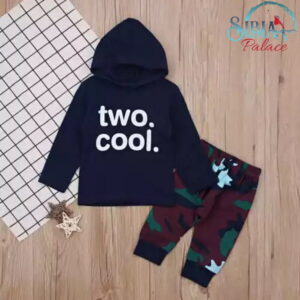 Sibia Palace Baby 2nd Birthday Two Navy Army 2Pc Pant Hoodie Shirt Set