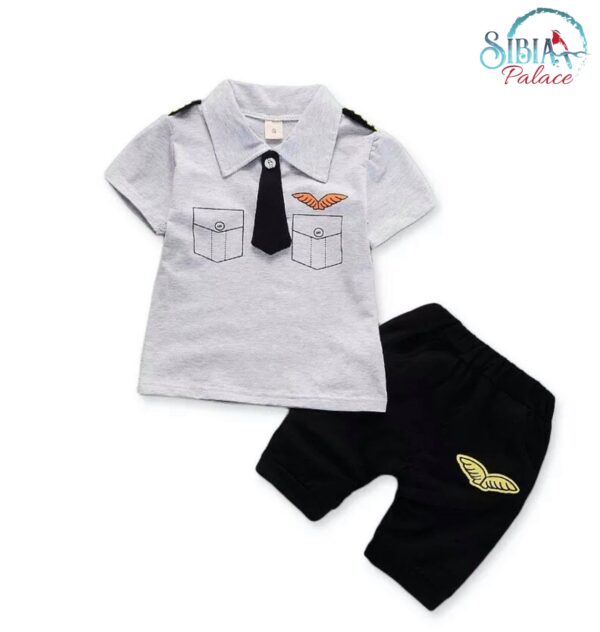 Sibia Palace Baby Toddler Photo Shoot Cake Smash Grey Pilot Outfit