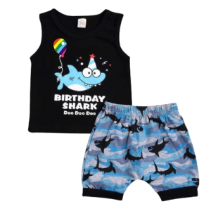 Sibia Palace Baby Boy Birthday Baby Shark 2 Pcs Short Shirt Set