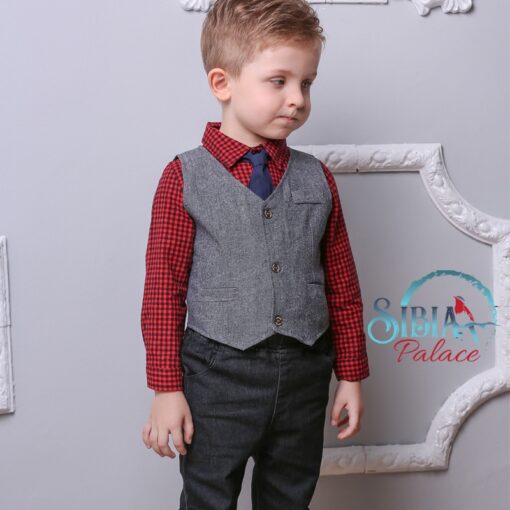 Sibia Palace Maroon & Black 4 Piece Suit Boy Birthday Wedding Set