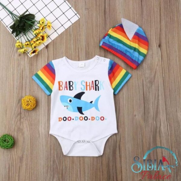 Sibia Palace Baby Shark Do Do Do Do Unisex Rainbow Romper 2 Pcs Set