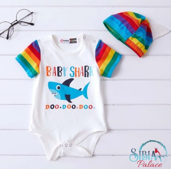 Sibia Palace Baby Shark Do Do Do Do Unisex Rainbow Romper 2 Pcs Set