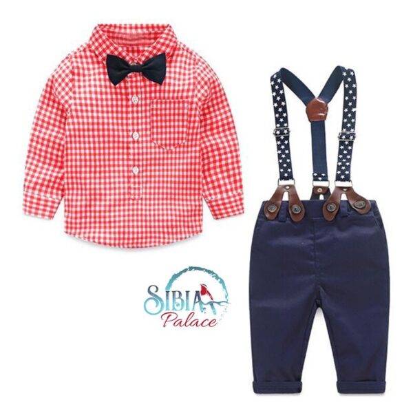 Sibia Palace Gentleman Baby Boy Red 4 Piece Outfit Set