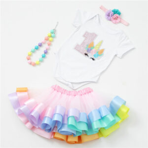 Baby Girl 1st Birthday Pastel Unicorn One Cake Smash Photoshoot Outfit