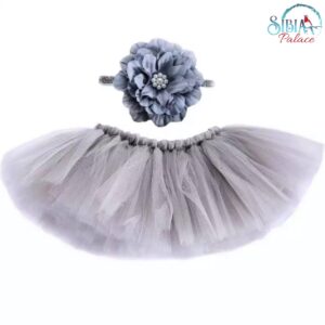 Sibia Palace Baby Girl Grey Tutu & Headband Photo Prop Set