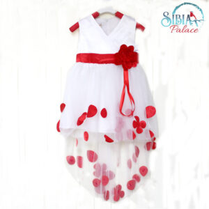 Sibia Palace Girls Red Flower Petals Party Formal Wedding Dress Frock