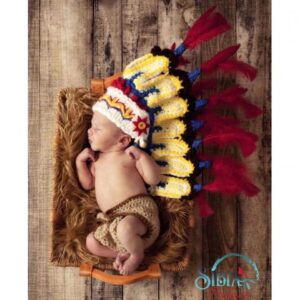 Baby Handmade Crochet Photo shoot Prop Little Indian Chief Costume