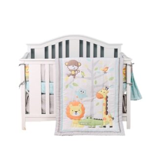 Sibia Palace Jungle Animals Grey Baby Boy 7 Piece Cot Crib Bedding Set