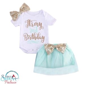 Sibia Palace Its My 2nd Birthday Teal Outfit 3 Piece Set