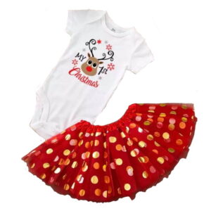 Sibia Palace Baby Girl My 1st Christmas Tutu Romper 2 Piece Outfit Set