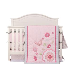 Sibia Palace Pink Flowers Garden Crib 7 Piece Baby Cot Crib Bedding Set