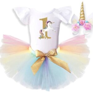 Sibia Palace Rainbow One Unicorn Theme Baby Girl 1st Birthday Outfit