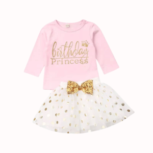 Sibia Palace Birthday Princess Baby Girl T Shirt Tutu Skirt Pink Gold Outfit