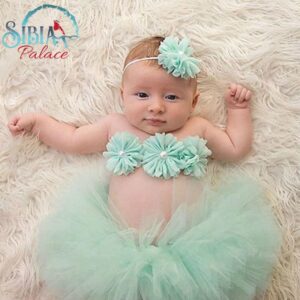 Baby Girl Mint Green 3 Piece Photo Prop Costume Tutu Headband Top