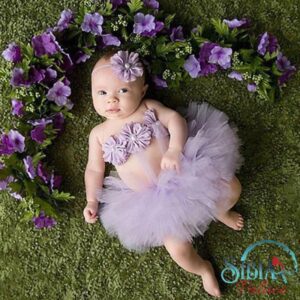 Baby Girl Lilac Purple 3 Piece Photo Prop Costume Tutu Headband Top