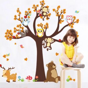 Baby Nursery Kids Room Animals Bear & Tree Decal Mural Wall Sticker