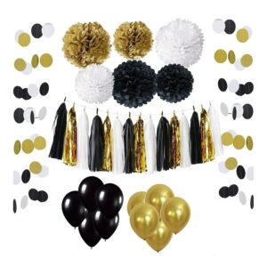 Sibia Palace Black Party Decoration Supplies Pennants & More 43 Pcs Kit