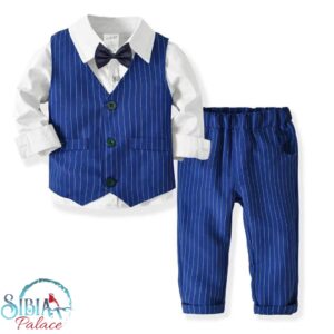 Sibia Palace Blue & White 4 Piece Suit Boy Birthday Wedding Outfit