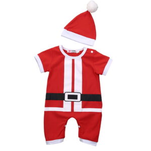 Sibia Palace Baby Boy Santa Helper Christmas Summer Jumpsuit Cap Set