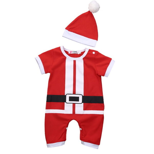 Sibia Palace Baby Boy Santa Helper Christmas Summer Jumpsuit Cap Set