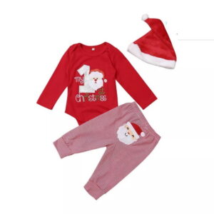 Sibia Palace Baby Boy Its My 1st Christmas 3 Piece Pant Romper Cap Set