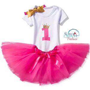 Sibia Palace Baby Girl 1st Birthday My Princess Rose Pink 3 Pcs Outfit