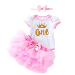 Baby Girl Pink One Princess 1st Birthday Cake Smash Photo Shoot Outfit