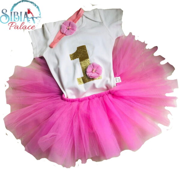 Baby Girl One Flower Mink 1st Birthday Cake Smash Photoshoot Outfit