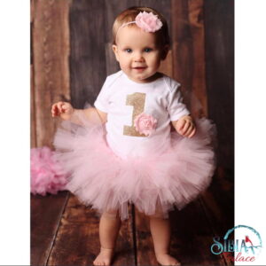 Baby Girl One Flower Pink 1st Birthday Cake Smash Photoshoot Outfit Set