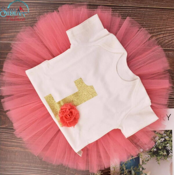 Baby Girl One Flower Peach 1st Birthday Cake Smash Photoshoot Outfit