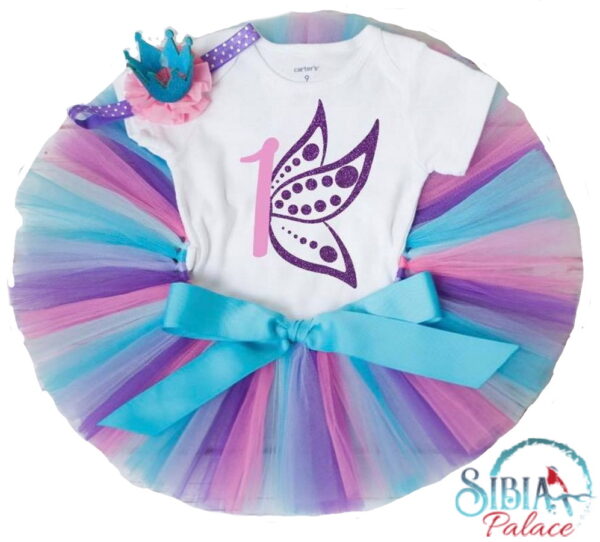 Sibia Palace Baby Girl 1st Birthday One Pink Purple Butterfly Tutu Outfit