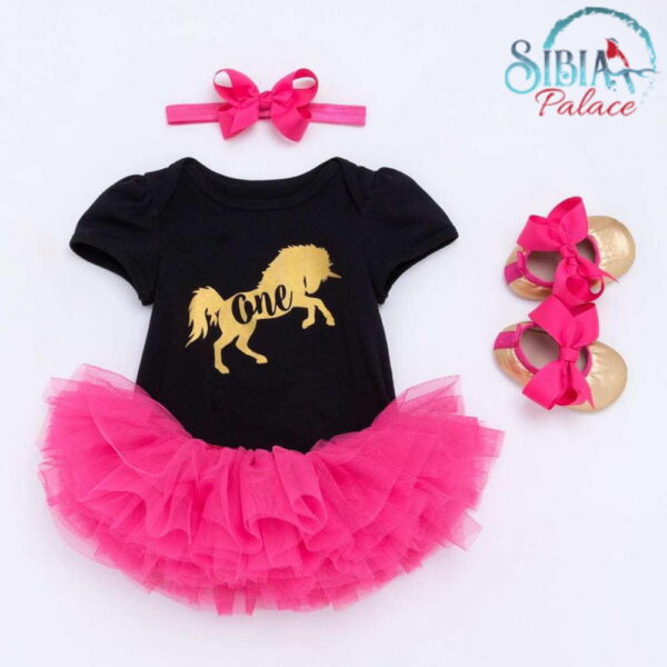 Sibia Rose Pink One Unicorn 1st Birthday Cake Smash Outfit Dress Set