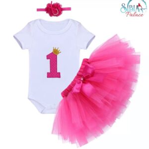 Sibia Palace Baby Girl 1st Birthday Princess Rose Pink Glitter Outfit Dress