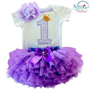 Sibia Palace Baby Girl 1st Birthday Princess Theme Purple Glitter Outfit