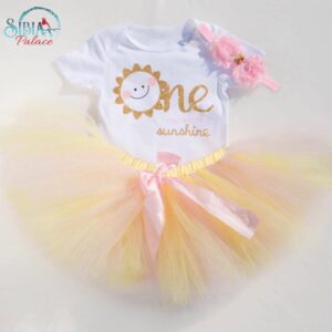 Baby Girl 1st Birthday You Are My Sunshine 3 Piece Outfit