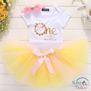 Baby Girl 1st Birthday You Are My Sunshine 3 Piece Outfit