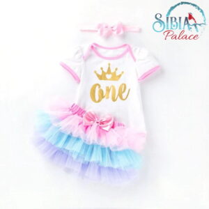 Baby Girl Pink Pastels Princess 1st Birthday One Cake Smash Outfit Dress