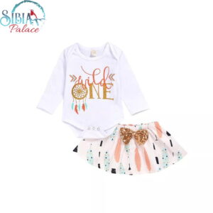 Peach Teal 1st Birthday Baby Girl Wild One Cake Smash Photoshoot Outfit