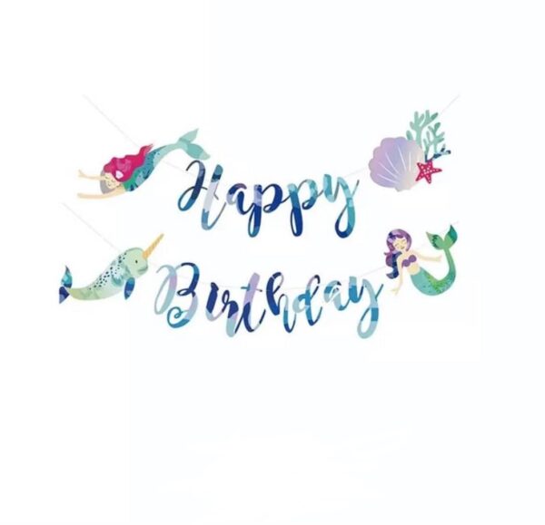 Sibia Palace Theme Birthday Party Supplies Mermaid Banner Pennant