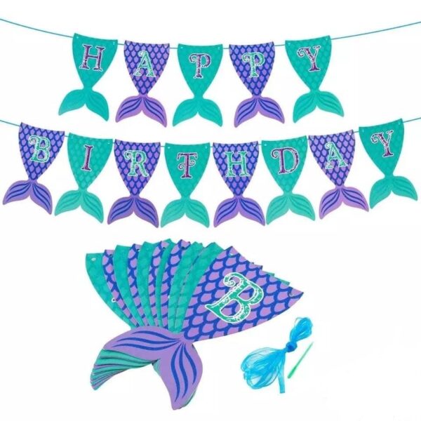 Sibia Palace Mermaid Theme Birthday Party Supplies Banner Pennant