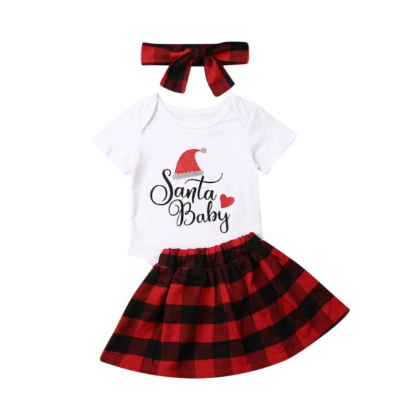 Sibia Palace Baby Girl Santa Baby Christmas Tutu Romper 3Pcs Outfit Set